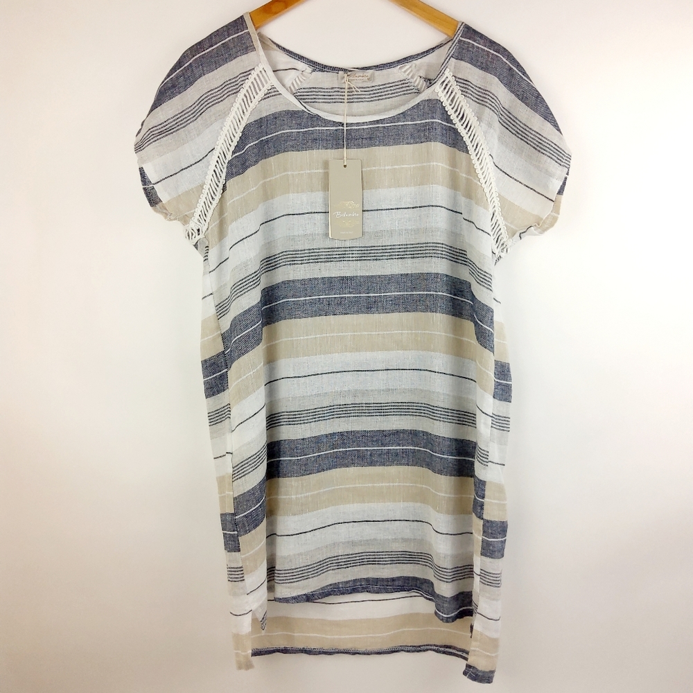 Bellambra Stripe Linen Blend Dress Size Medium